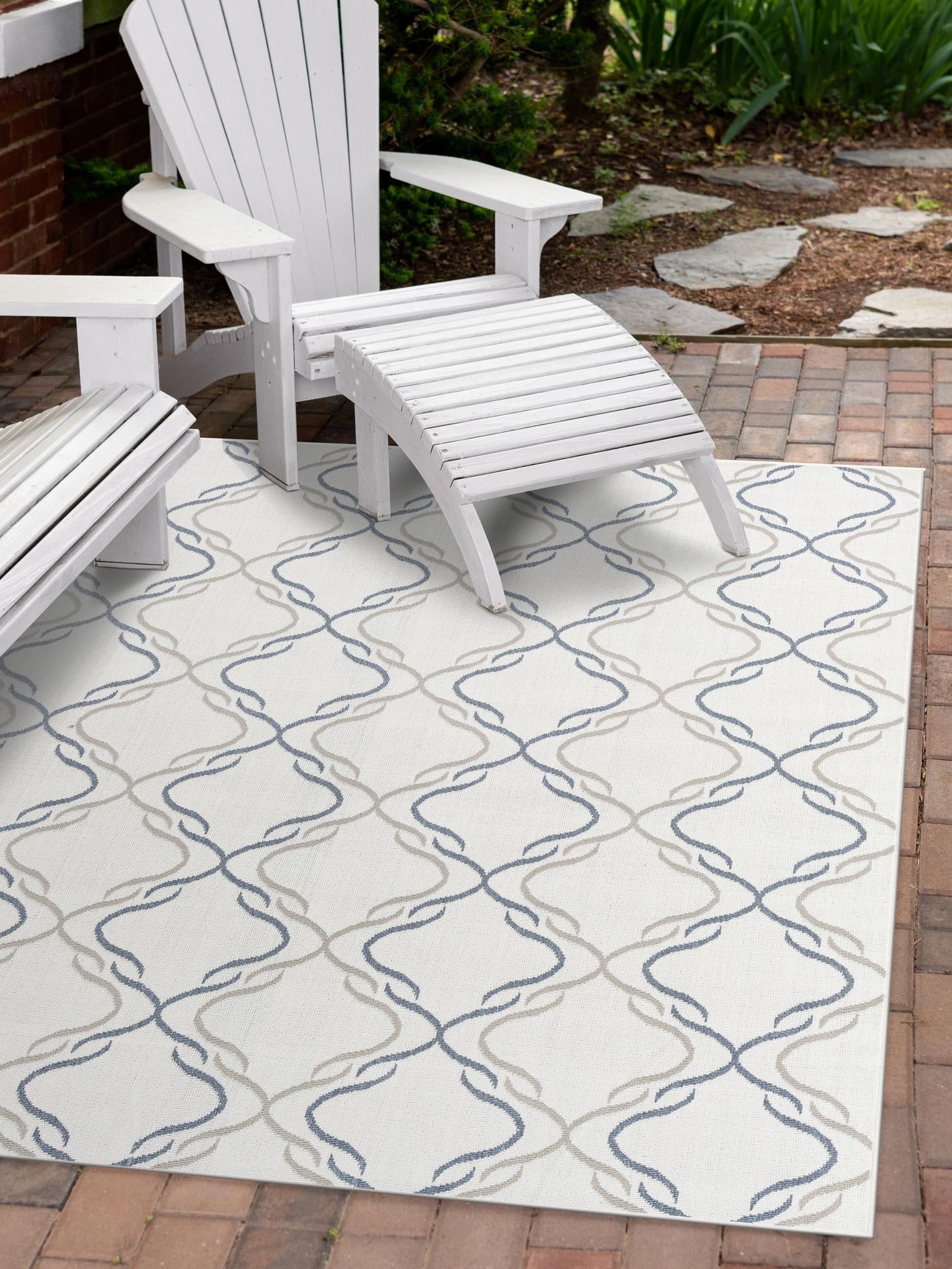 Ivory 4' x 6' Outdoor Trellis Rectangle Area Rug Weather Resistant for Patio, Deck, Terrace, Balcony, Porch Geometric Design Water Safe Outside Carpet for Sale at Rug Engine