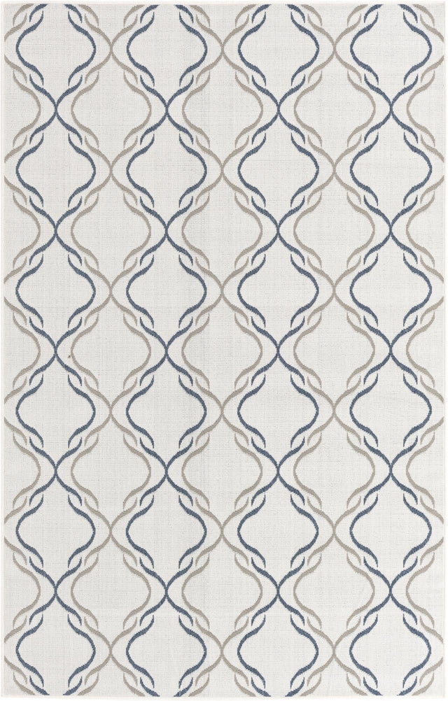 Ivory 1' 3 x 1' 3 Outdoor Trellis Sample Area Rug Weather Resistant for Patio, Deck, Terrace, Balcony, Porch Geometric Design Water Safe Outside Carpet for Sale at Rug Engine