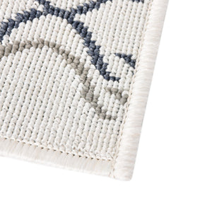 Ivory 7' 10 x 7' 10 Outdoor Trellis Square Area Rug Weather Resistant for Patio, Deck, Terrace, Balcony, Porch Geometric Design Water Safe Outside Carpet for Sale at Rug Engine