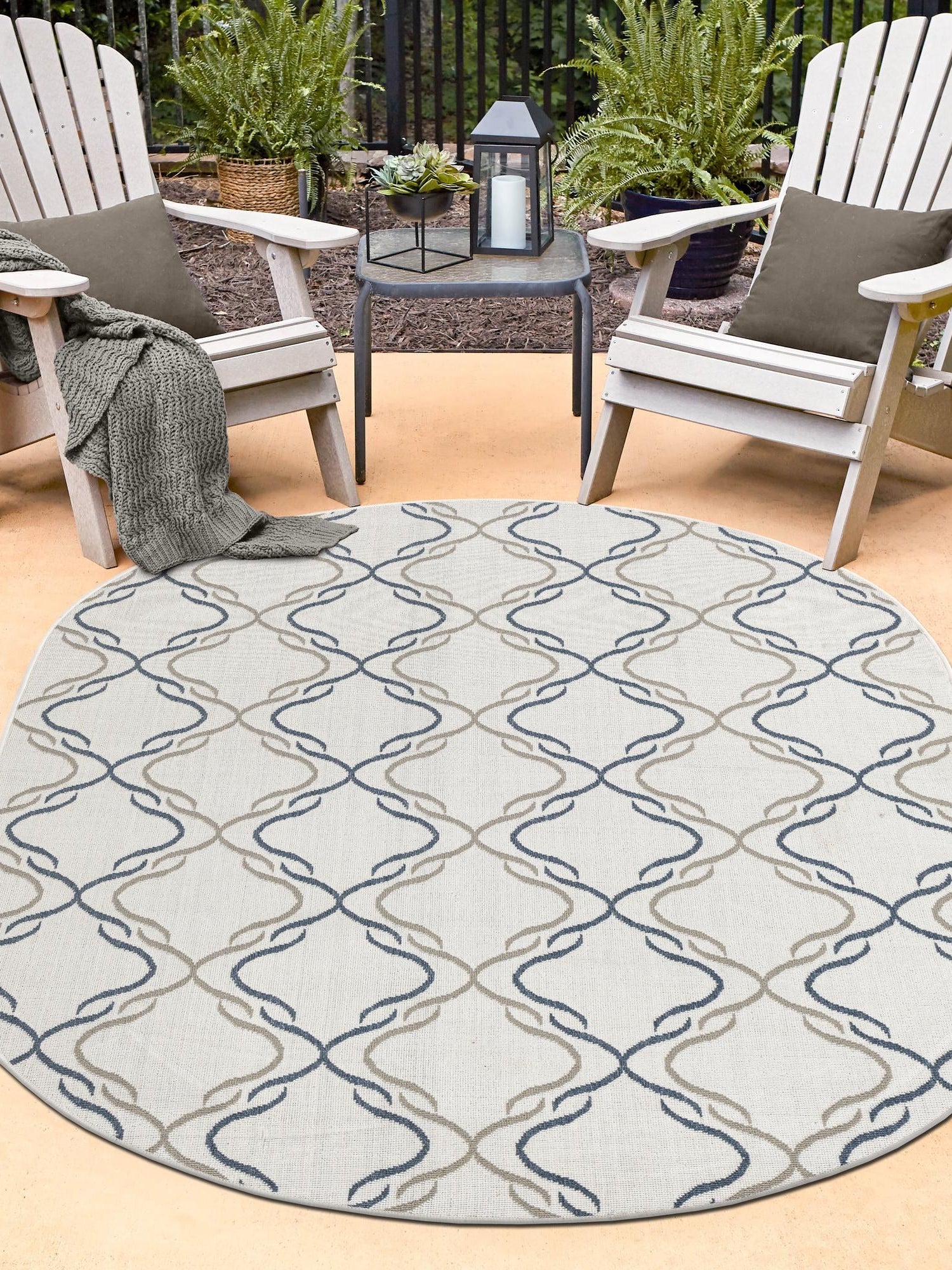 Ivory 5' 3 x 8' Outdoor Trellis Oval Area Rug Weather Resistant for Patio, Deck, Terrace, Balcony, Porch Geometric Design Water Safe Outside Carpet for Sale at Rug Engine