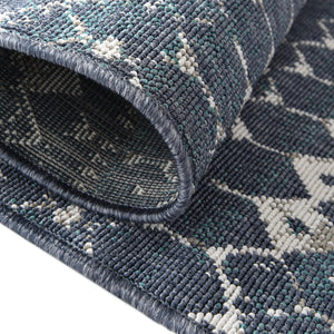 Navy Blue 7' 10 x 7' 10 Outdoor Trellis Square Area Rug Weather Resistant for Patio, Deck, Terrace, Balcony, Porch Geometric Design Water Safe Outside Carpet for Sale at Rug Engine