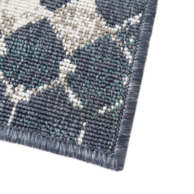 Navy Blue 7' 10 x 7' 10 Outdoor Trellis Square Area Rug Weather Resistant for Patio, Deck, Terrace, Balcony, Porch Geometric Design Water Safe Outside Carpet for Sale at Rug Engine