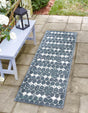 Navy Blue 2' x 8' Outdoor Trellis Runner Area Rug Weather Resistant for Patio, Deck, Terrace, Balcony, Porch Geometric Design Water Safe Outside Carpet for Sale at Rug Engine