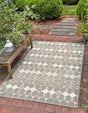 Gray 7' 10 x 10' Outdoor Trellis Rectangle Area Rug Weather Resistant for Patio, Deck, Terrace, Balcony, Porch Geometric Design Water Safe Outside Carpet for Sale at Rug Engine