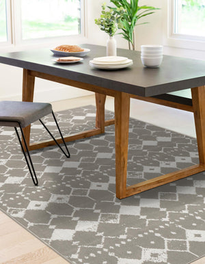 Gray 4' x 6' Outdoor Trellis Rectangle Area Rug Weather Resistant for Patio, Deck, Terrace, Balcony, Porch Geometric Design Water Safe Outside Carpet for Sale at Rug Engine