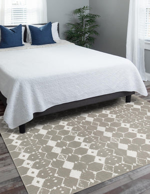 Gray 5' 3 x 8' Outdoor Trellis Rectangle Area Rug Weather Resistant for Patio, Deck, Terrace, Balcony, Porch Geometric Design Water Safe Outside Carpet for Sale at Rug Engine