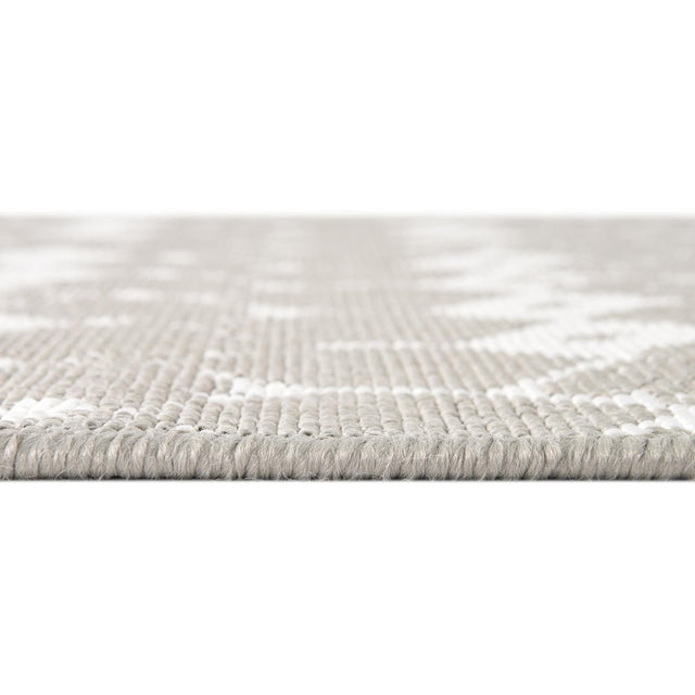 Gray 7' 10 x 7' 10 Outdoor Trellis Square Area Rug Weather Resistant for Patio, Deck, Terrace, Balcony, Porch Geometric Design Water Safe Outside Carpet for Sale at Rug Engine
