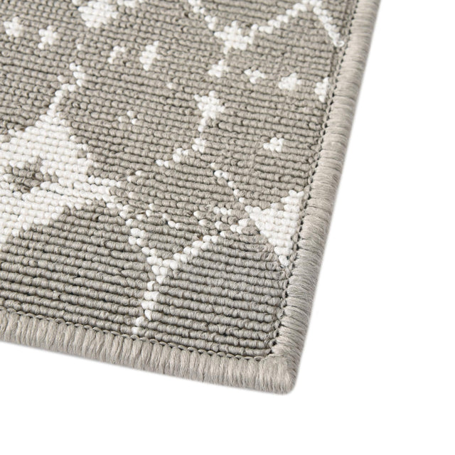 Gray 7' 10 x 7' 10 Outdoor Trellis Square Area Rug Weather Resistant for Patio, Deck, Terrace, Balcony, Porch Geometric Design Water Safe Outside Carpet for Sale at Rug Engine