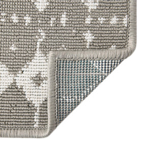 Gray 7' 10 x 7' 10 Outdoor Trellis Square Area Rug Weather Resistant for Patio, Deck, Terrace, Balcony, Porch Geometric Design Water Safe Outside Carpet for Sale at Rug Engine