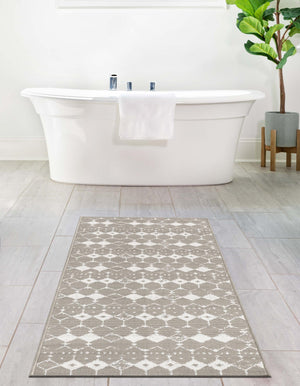 Gray 2' x 6' Outdoor Trellis Runner Area Rug Weather Resistant for Patio, Deck, Terrace, Balcony, Porch Geometric Design Water Safe Outside Carpet for Sale at Rug Engine
