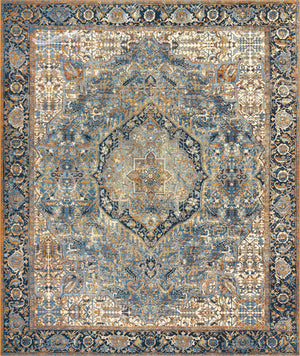 Blue 10' x 12' Outdoor Traditional Rectangle Area Rug Weather Resistant for Patio, Deck, Terrace, Balcony, Porch Classical Design Outside Carpet for Sale at Rug Engine