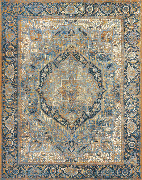 Blue 8' x 10' Outdoor Traditional Rectangle Rug