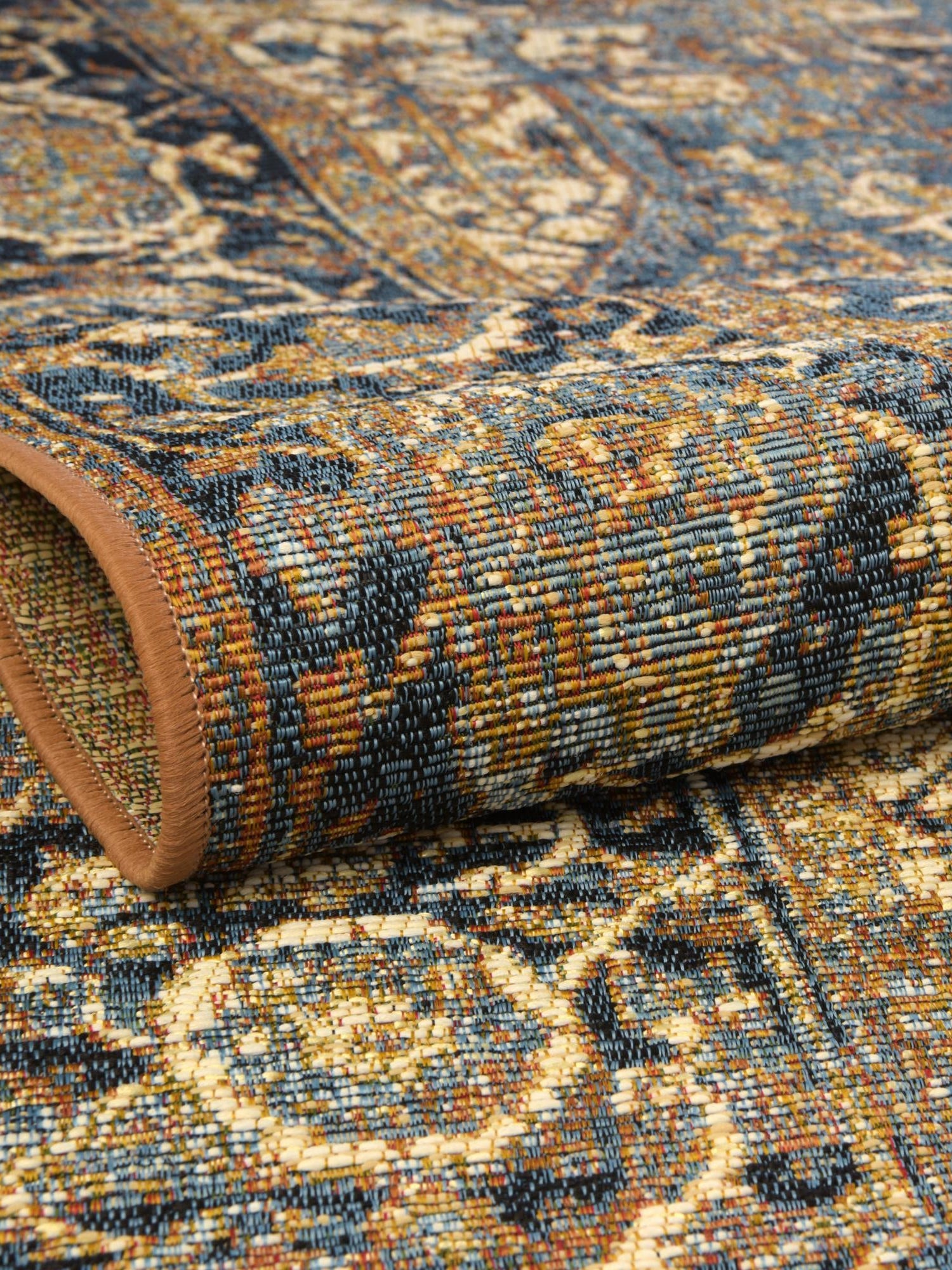 Blue 5' 3 x 8' Outdoor Traditional Rectangle Area Rug Weather Resistant for Patio, Deck, Terrace, Balcony, Porch Classical Design Outside Carpet for Sale at Rug Engine