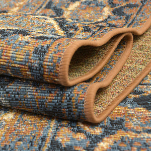Blue 5' 3 x 8' Outdoor Traditional Rectangle Area Rug Weather Resistant for Patio, Deck, Terrace, Balcony, Porch Classical Design Outside Carpet for Sale at Rug Engine