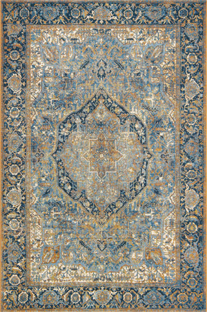 Blue 5' 3 x 8' Outdoor Traditional Rectangle Area Rug Weather Resistant for Patio, Deck, Terrace, Balcony, Porch Classical Design Outside Carpet for Sale at Rug Engine