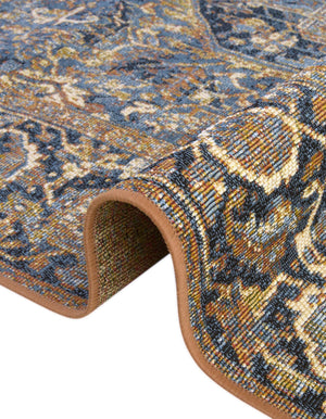 Blue 7' 10 x 7' 10 Outdoor Traditional Round Area Rug Weather Resistant for Patio, Deck, Terrace, Balcony, Porch Classical Design Outside Carpet for Sale at Rug Engine