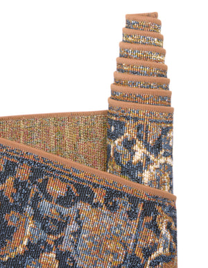 Blue 7' 10 x 7' 10 Outdoor Traditional Round Area Rug Weather Resistant for Patio, Deck, Terrace, Balcony, Porch Classical Design Outside Carpet for Sale at Rug Engine