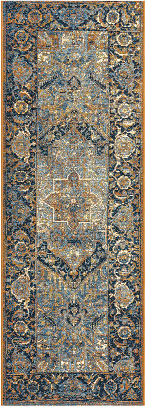 Blue 2' x 6' Outdoor Traditional Runner Area Rug Weather Resistant for Patio, Deck, Terrace, Balcony, Porch Classical Design Outside Carpet for Sale at Rug Engine