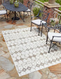 Ivory and Gray 9' x 12' Outdoor Trellis Rectangle Area Rug Weather Resistant for Patio, Deck, Terrace, Balcony, Porch Geometric Design Water Safe Outside Carpet for Sale at Rug Engine