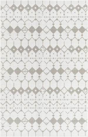 Ivory and Gray 1' x 1' Outdoor Trellis Sample Area Rug Weather Resistant for Patio, Deck, Terrace, Balcony, Porch Geometric Design Water Safe Outside Carpet for Sale at Rug Engine