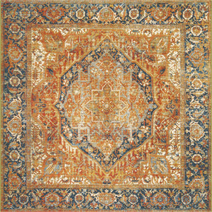 Rust Red 6' x 6' Outdoor Traditional Square Area Rug Weather Resistant for Patio, Deck, Terrace, Balcony, Porch Classical Design Outside Carpet for Sale at Rug Engine