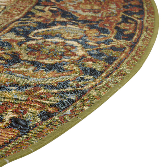 Rust Red 7' 10 x 7' 10 Outdoor Traditional Round Area Rug Weather Resistant for Patio, Deck, Terrace, Balcony, Porch Classical Design Outside Carpet for Sale at Rug Engine