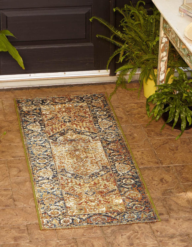 Rust Red 2' 7 x 5' 3 Outdoor Traditional Runner Area Rug Weather Resistant for Patio, Deck, Terrace, Balcony, Porch Classical Design Outside Carpet for Sale at Rug Engine