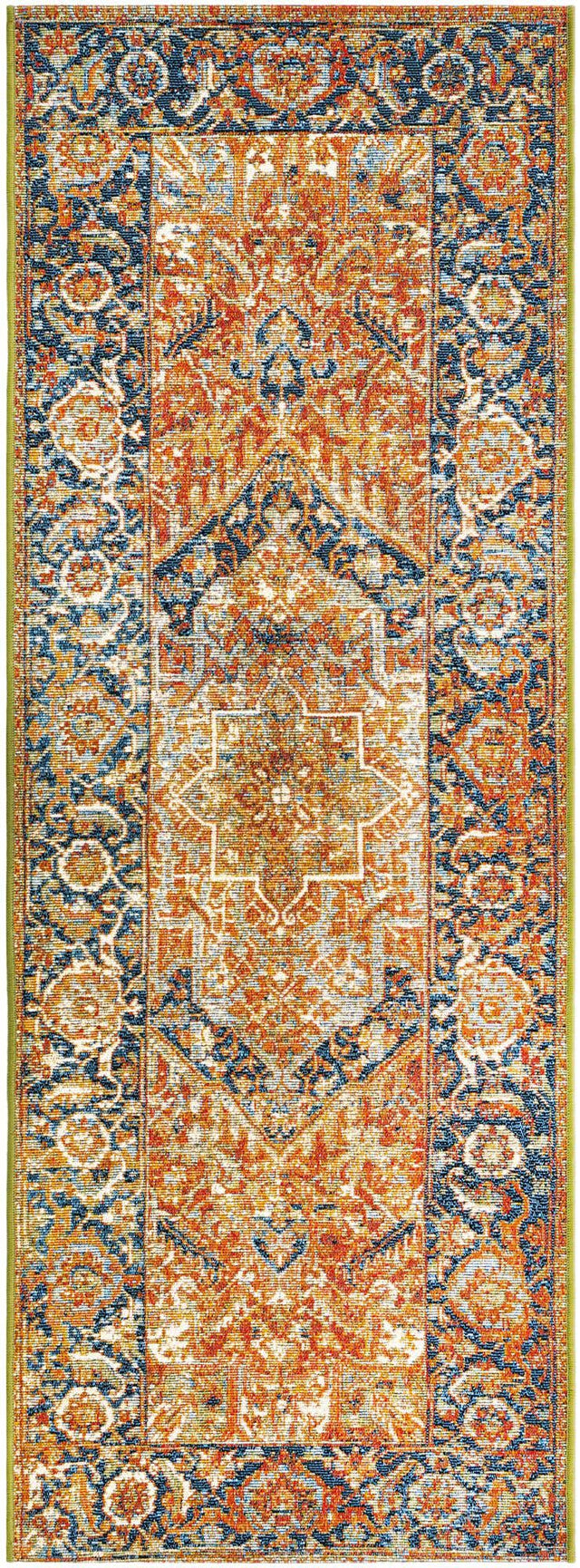 Rust Red 2' x 6' Outdoor Traditional Runner Area Rug Weather Resistant for Patio, Deck, Terrace, Balcony, Porch Classical Design Outside Carpet for Sale at Rug Engine