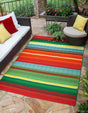 Multicolor 5' 3 x 8' Outdoor Modern Rectangle Area Rug Weather Resistant for Patio, Deck, Terrace, Balcony, Porch 100% Polypropylene Modern Outside Carpet for Sale at Rug Engine