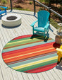 Multicolor 7' 1 x 7' 1 Outdoor Modern Round Area Rug Weather Resistant for Patio, Deck, Terrace, Balcony, Porch 100% Polypropylene Modern Outside Carpet for Sale at Rug Engine