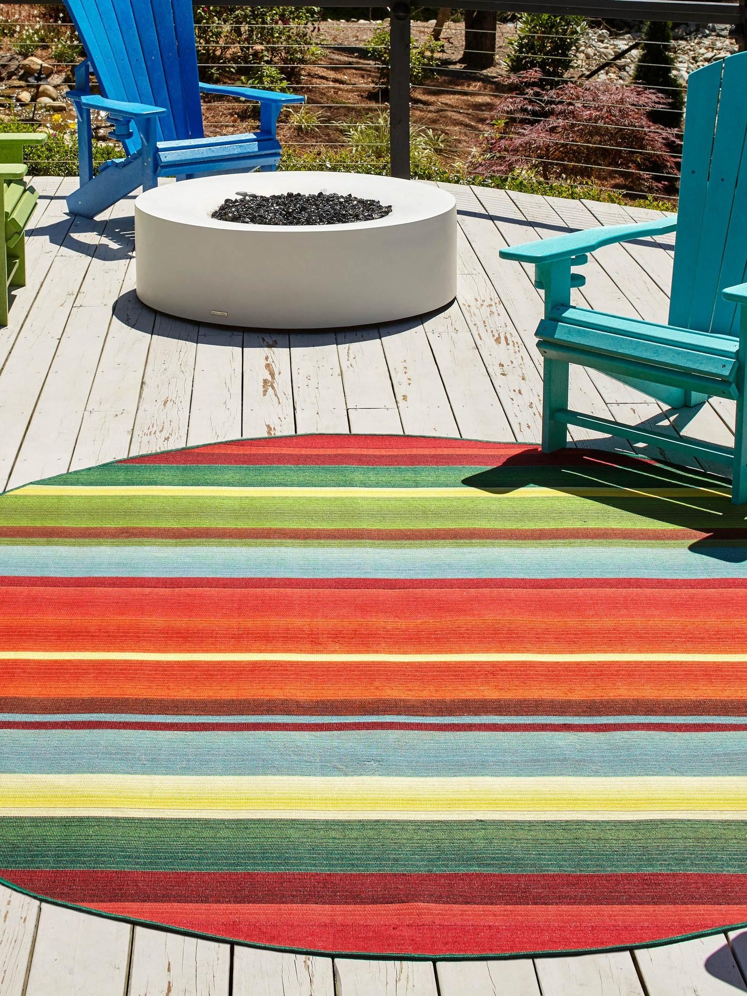 Multicolor 10' x 10' Outdoor Modern Round Area Rug Weather Resistant for Patio, Deck, Terrace, Balcony, Porch 100% Polypropylene Modern Outside Carpet for Sale at Rug Engine