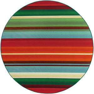 Multicolor 7' 10 x 7' 10 Outdoor Modern Round Area Rug Weather Resistant for Patio, Deck, Terrace, Balcony, Porch 100% Polypropylene Modern Outside Carpet for Sale at Rug Engine