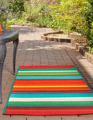 Multicolor 2' x 6' Outdoor Modern Runner Area Rug Weather Resistant for Patio, Deck, Terrace, Balcony, Porch 100% Polypropylene Modern Outside Carpet for Sale at Rug Engine