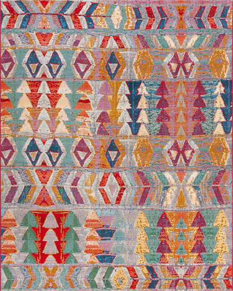 Multicolor 8' x 10' Outdoor Modern Rectangle Rug