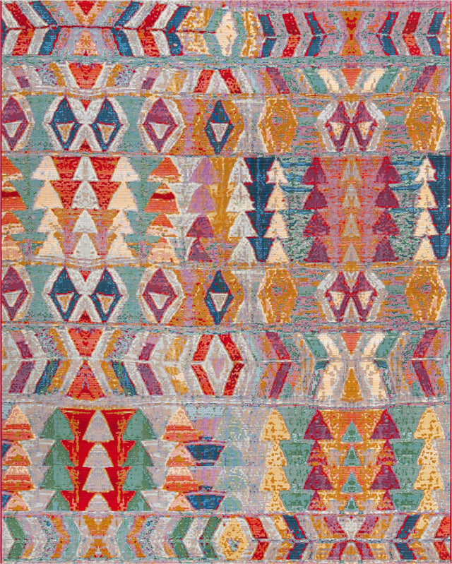 Multicolor 8' x 10' Outdoor Modern Rectangle Rug