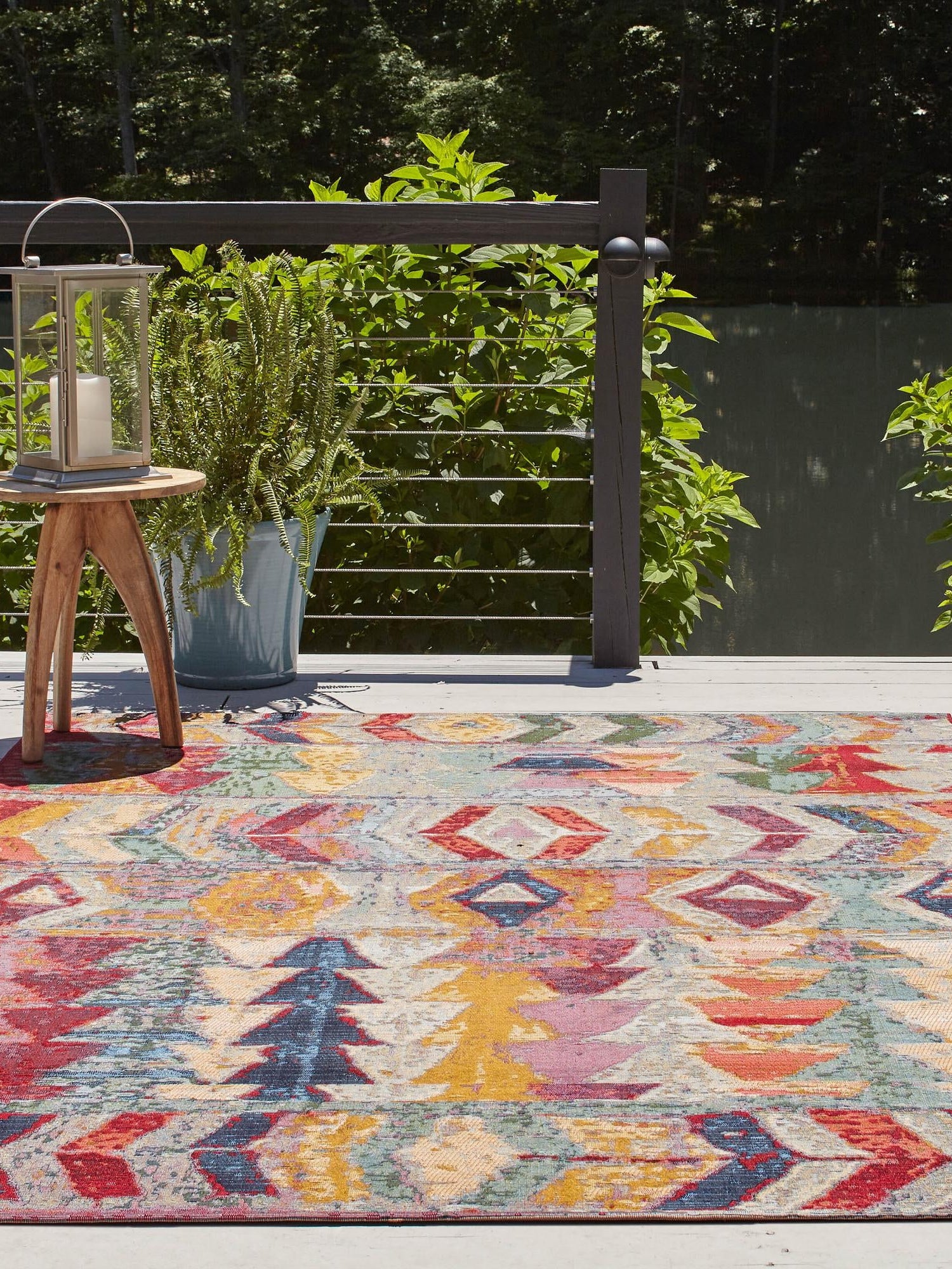 Multicolor 3' 3 x 5' 3 Outdoor Modern Rectangle Area Rug Weather Resistant for Patio, Deck, Terrace, Balcony, Porch 100% Polypropylene Modern Outside Carpet for Sale at Rug Engine