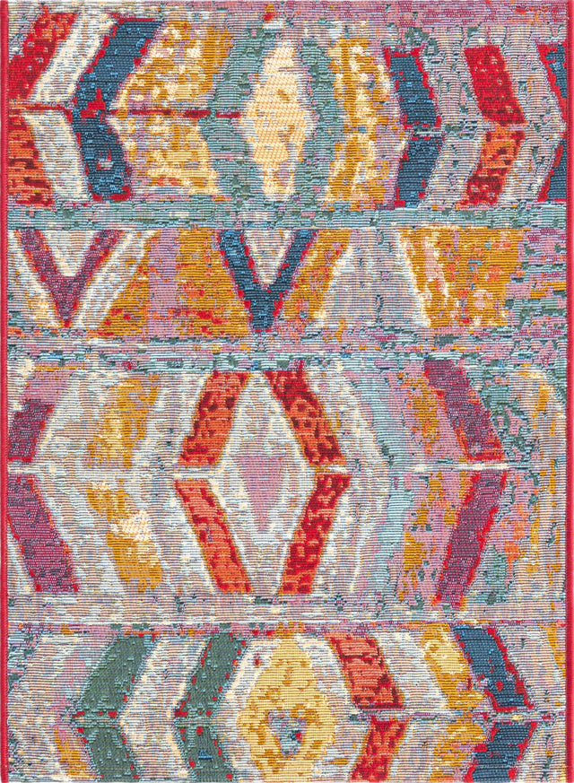 Multicolor 2' x 3' Outdoor Modern Rectangle Area Rug Weather Resistant for Patio, Deck, Terrace, Balcony, Porch 100% Polypropylene Modern Outside Carpet for Sale at Rug Engine