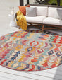 Multicolor 4' 1 x 4' 1 Outdoor Modern Round Area Rug Weather Resistant for Patio, Deck, Terrace, Balcony, Porch 100% Polypropylene Modern Outside Carpet for Sale at Rug Engine