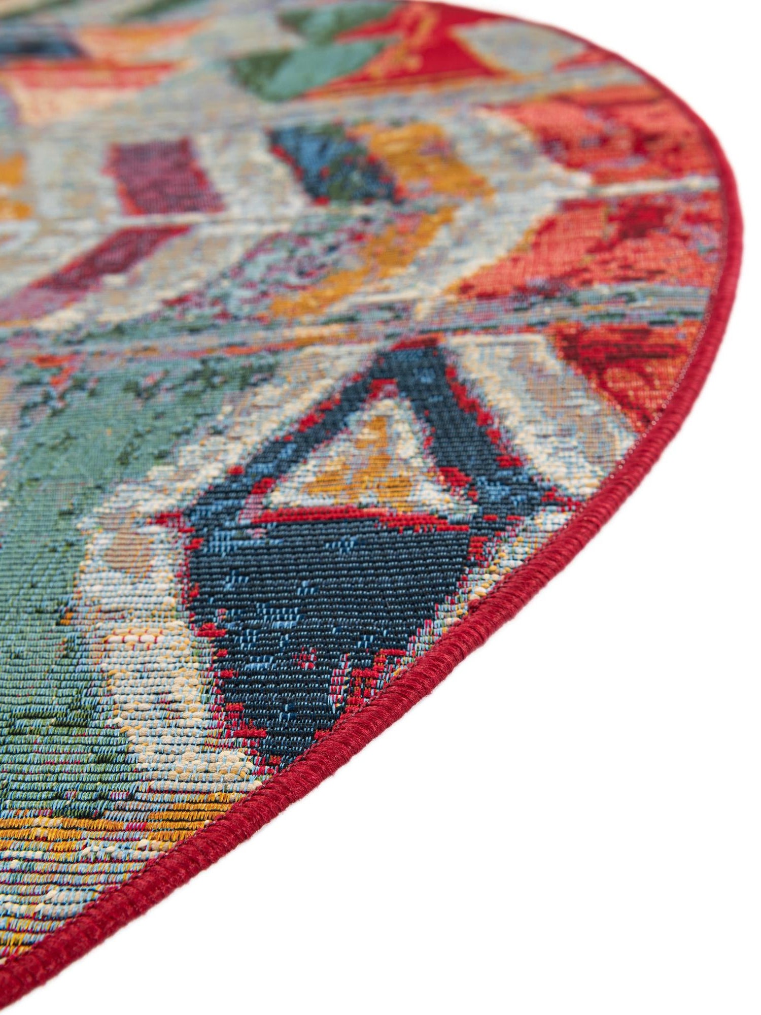 Multicolor 3' 1 x 3' 1 Outdoor Modern Round Area Rug Weather Resistant for Patio, Deck, Terrace, Balcony, Porch 100% Polypropylene Modern Outside Carpet for Sale at Rug Engine