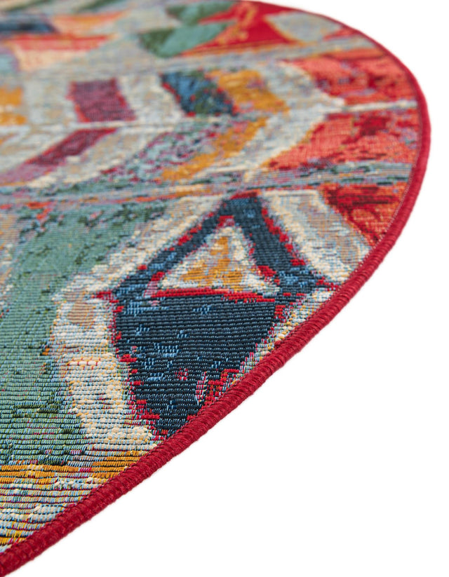 Multicolor 4' 1 x 4' 1 Outdoor Modern Round Area Rug Weather Resistant for Patio, Deck, Terrace, Balcony, Porch 100% Polypropylene Modern Outside Carpet for Sale at Rug Engine