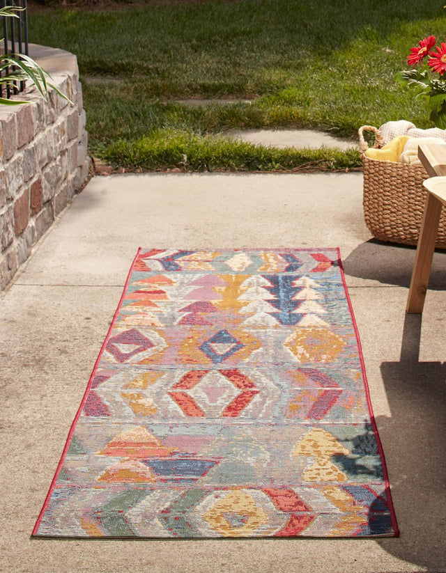 Multicolor 2' x 6' Outdoor Modern Runner Area Rug Weather Resistant for Patio, Deck, Terrace, Balcony, Porch 100% Polypropylene Modern Outside Carpet for Sale at Rug Engine