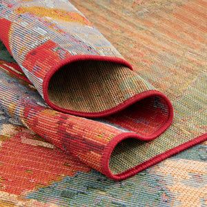 Multicolor 2' 7 x 5' 3 Outdoor Modern Runner Area Rug Weather Resistant for Patio, Deck, Terrace, Balcony, Porch 100% Polypropylene Modern Outside Carpet for Sale at Rug Engine