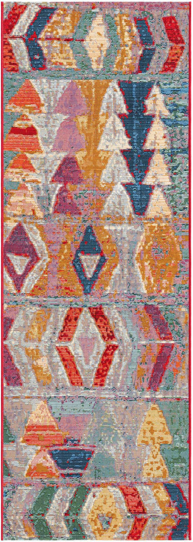 Multicolor 2' x 6' Outdoor Modern Runner Area Rug Weather Resistant for Patio, Deck, Terrace, Balcony, Porch 100% Polypropylene Modern Outside Carpet for Sale at Rug Engine