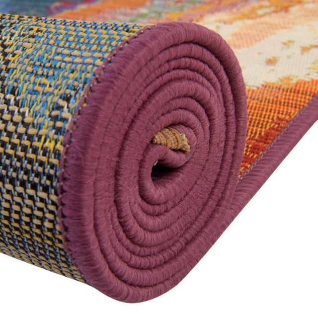 Multicolor 7' 1 x 10' Outdoor Modern Rectangle Rug