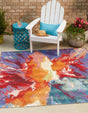 Multicolor 7' 10 x 7' 10 Outdoor Modern Square Area Rug Weather Resistant for Patio, Deck, Terrace, Balcony, Porch 100% Polypropylene Modern Outside Carpet for Sale at Rug Engine