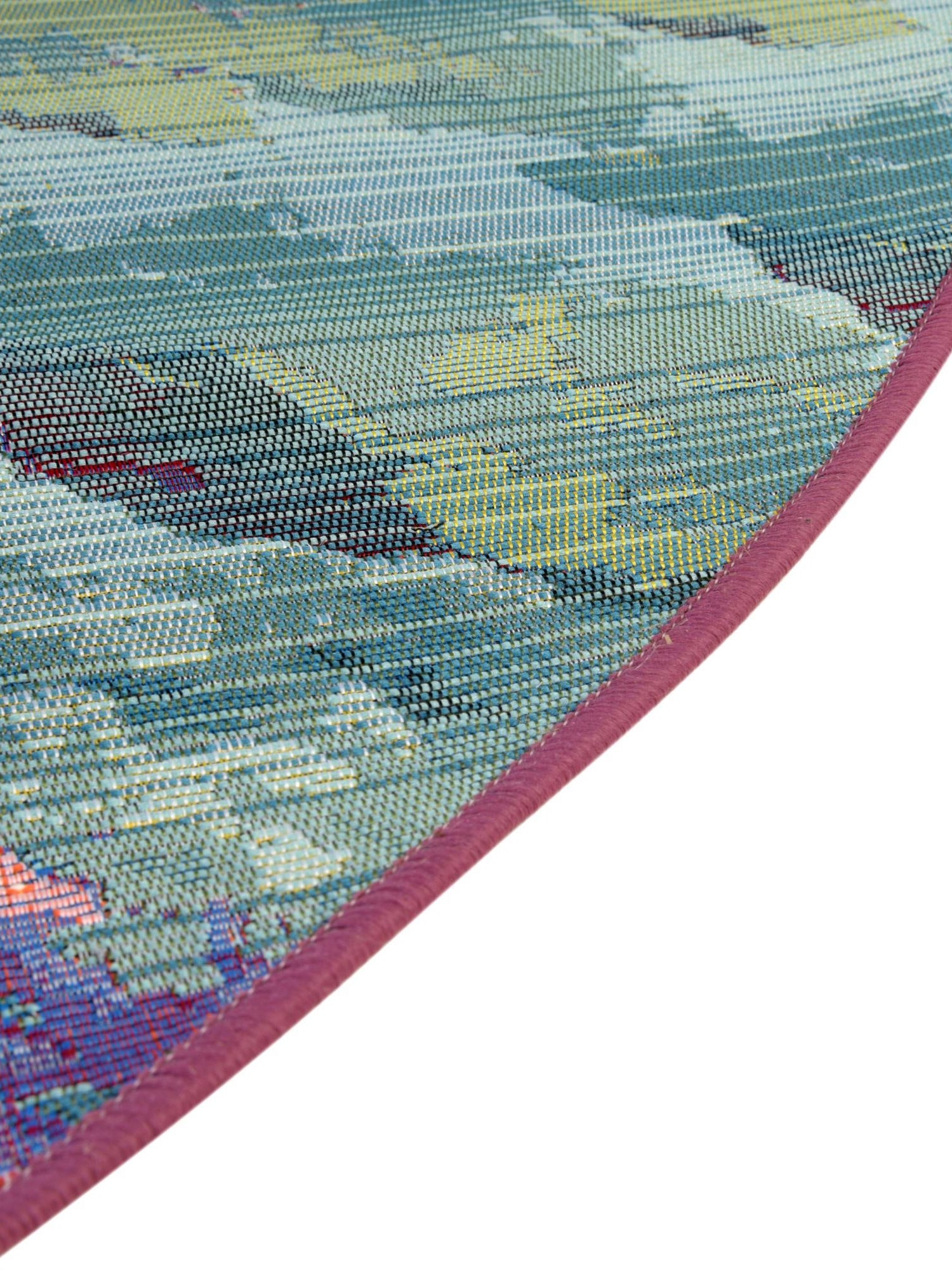 Multicolor 7' 1 x 7' 1 Outdoor Modern Round Area Rug Weather Resistant for Patio, Deck, Terrace, Balcony, Porch 100% Polypropylene Modern Outside Carpet for Sale at Rug Engine
