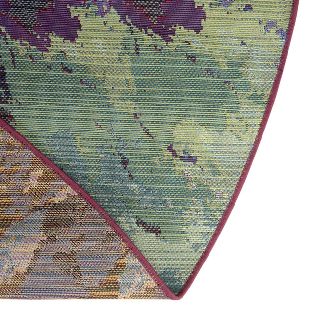 Multicolor 7' 1 x 7' 1 Outdoor Modern Round Area Rug Weather Resistant for Patio, Deck, Terrace, Balcony, Porch 100% Polypropylene Modern Outside Carpet for Sale at Rug Engine