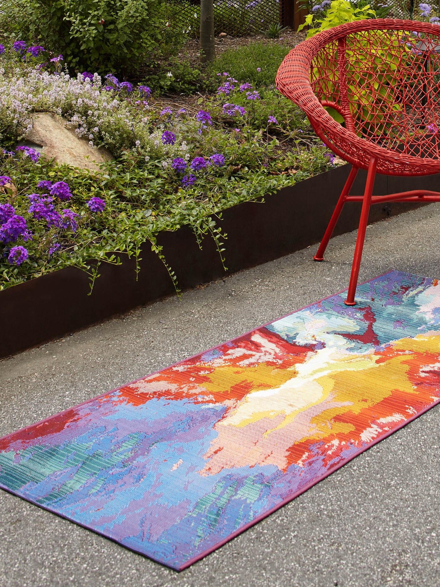 Multicolor 2' x 8' Outdoor Modern Runner Area Rug Weather Resistant for Patio, Deck, Terrace, Balcony, Porch 100% Polypropylene Modern Outside Carpet for Sale at Rug Engine
