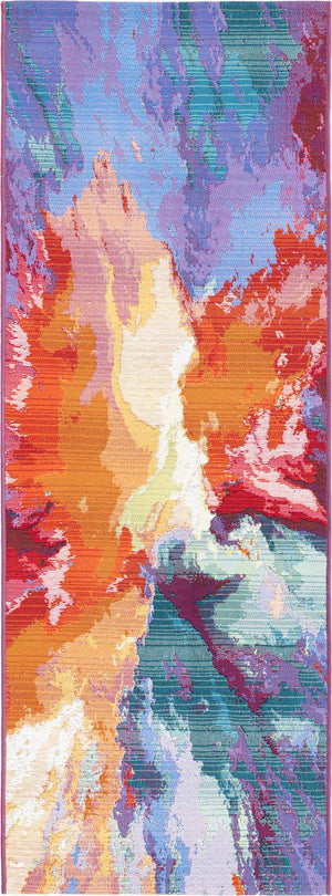 Multicolor 2' x 6' Outdoor Modern Runner Area Rug Weather Resistant for Patio, Deck, Terrace, Balcony, Porch 100% Polypropylene Modern Outside Carpet for Sale at Rug Engine