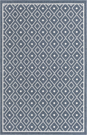 Navy Blue 1' 3 x 1' 3 Outdoor Trellis Sample Area Rug Weather Resistant for Patio, Deck, Terrace, Balcony, Porch Geometric Design Water Safe Outside Carpet for Sale at Rug Engine